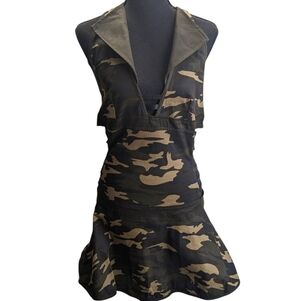 Seven Til Midnight Chic Backless Camouflage Mini Dress Open On Side Size L